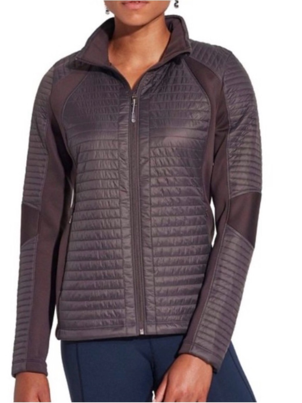 CALIA by Carrie Underwood Quilted Zip Jacket in Dark Plum